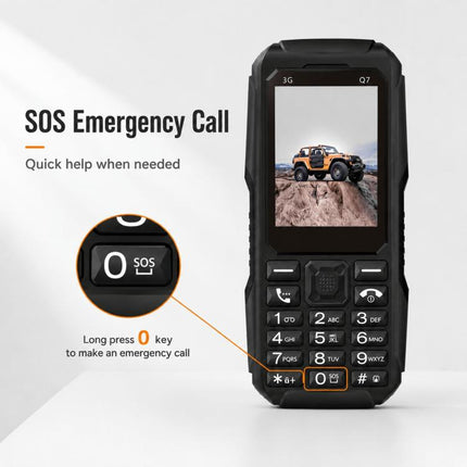 Q7 3G Key Phone, 3600mAh Battery, 2.4 inch, SOS, 21 Keys, Dual SIM, Network: 3G, Support Whatsapp, Facebook