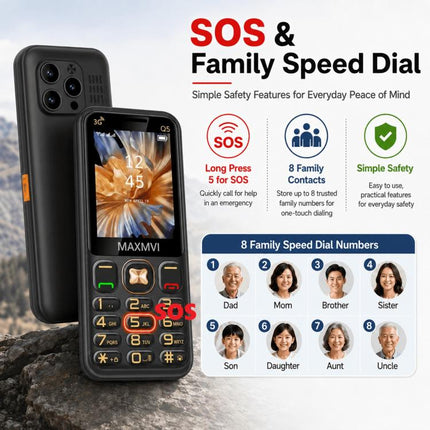 Q5 3G Key Phone, 3600mAh Battery, 2.4 inch, SOS, 21 Keys, Dual SIM, Network: 3G, Support Whatsapp, Facebook