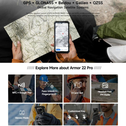 Ulefone Armor 22 Pro IP68/IP69K Rugged Phone, 8GB+256GB, 6.58 inch Android 16 MediaTek Helio G200 Octa Core, Network: 4G, NFC, OTG