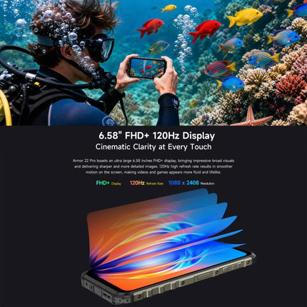 Ulefone Armor 22 Pro IP68/IP69K Rugged Phone, 8GB+256GB, 6.58 inch Android 16 MediaTek Helio G200 Octa Core, Network: 4G, NFC, OTG