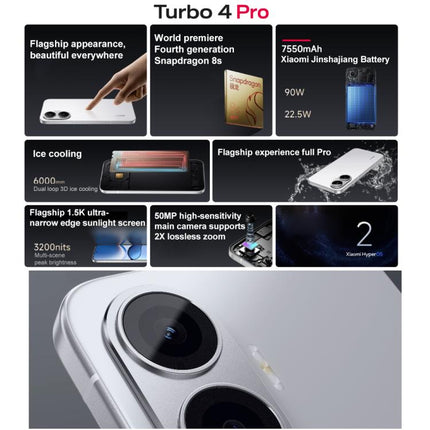 Xiaomi REDMI Turbo 4 Pro, 16GB+256GB, 6.83 inch Xiaomi HyperOS 2 Snapdragon 8s Gen 4 Octa Core, NFC, Network: 5G, 16GB+256GB