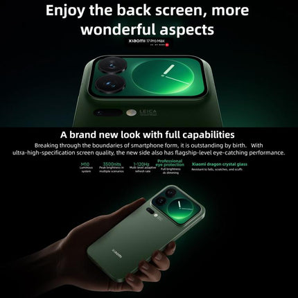 Xiaomi 17 Pro Max, 16GB+512GB, 3D Ultrasonic Fingerprint, 6.9 inch + 2.9 inch Xiaomi HyperOS 3 Snapdragon 8 Elite Gen 5 Octa Core, NFC, Network: 5G, 16GB+512GB