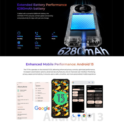 HOTWAV T7 Rugged Phone, 6GB+256GB, 6280mAh, 6.6 inch Android 13 MT8788 Octa Core, Network: 4G, OTG