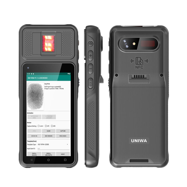 UNIWA F501 Handheld Scanner Phone with Fingerprint Reader, 2GB+32GB, 5.0 inch Android 12, MT6762 Octa Core, 4G Network, AU Plug, AU Plug