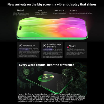 Huawei nova 15 Pro, Kunlun Glass, 12GB+256GB, Side Fingerprint Identification, 6.84 inch HarmonyOS 6.0 Kirin 9010S Octa Cora, NFC, OTG, Not Support Google Play, 12GB+256GB