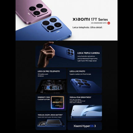 Xiaomi 17T Pro, 12GB+512GB, Screen Fingerprint, 6.83 inch Xiaomi HyperOS 3 Dimensity 9500 Octa-Core, NFC, Network: 5G, 12GB+512GB