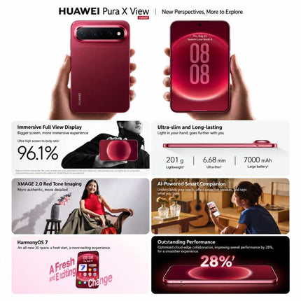 HUAWEI Pura X View, 12GB+1TB, Side Fingerprint Identification, 6.39 inch HarmonyOS 7.0 Kirin 9030S Octa Core, NFC, OTG, Not Support Google Play, 12GB+1TB