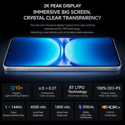 vivo iQOO 15T, 16GB+1TB, Ultrasonic 3D Fingerprint, 6.82 inch Android 16 OriginOS 6 Dimensity 9500 Monster Octa Core, OTG, NFC, Network: 5G, Support Google Play, 16GB+1TB