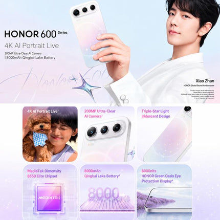 Honor 600 Pro, 12GB+512GB, Screen Fingerprint, 6.57 inch MagicOS 10.0 / Android 16 Dimensity 8550 Elite Octa Core, Network: 5G, NFC, OTG, 12GB+512GB