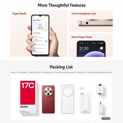 Xiaomi REDMI 17C, 4GB+64GB, 6.88 inch Xiaomi HyperOS 3 MediaTek Helio G81-Ultra Octa Core, Network: 4G, 4GB+64GB