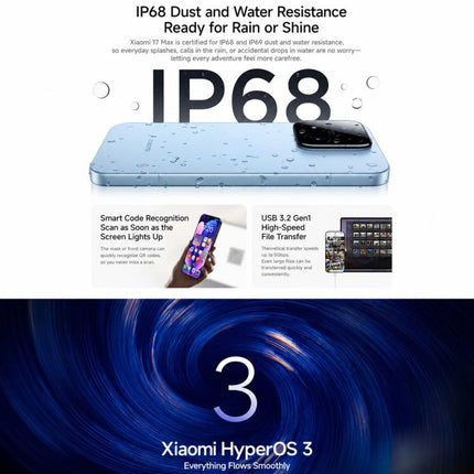 Xiaomi 17 Max, 12GB+512GB, 3D Ultrasonic Fingerprint, 6.9 inch Xiaomi HyperOS 3 Snapdragon 8 Elite Gen 5 Octa Core, NFC, Network: 5G, 12GB+512GB