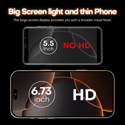 i16 Pro Max / A08A, 3GB+64GB, 6.73 inch Screen, Face Identification, Android 8.1 MTK6753 Octa Core, Network: 4G, Dual SIM, AU Plug, i16 Pro Max / A08A, , AU Plug