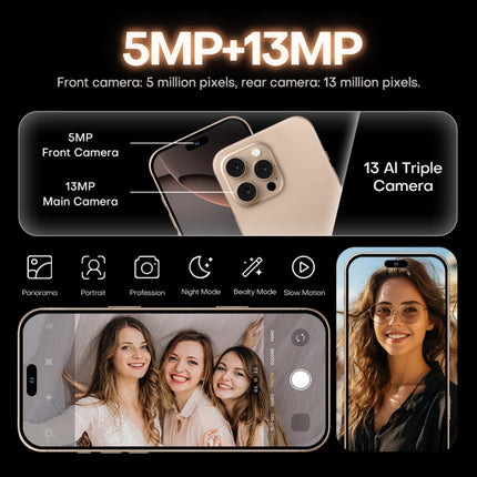 i16 Pro Max / A08A, 3GB+64GB, 6.73 inch Screen, Face Identification, Android 8.1 MTK6753 Octa Core, Network: 4G, Dual SIM, EU Plug, i16 Pro Max / A08A, EU Plug