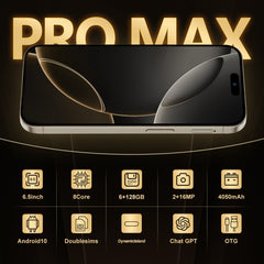 i16 Pro Max / Q5A, 6GB+128GB, 6.5 inch Screen, Face Identification, Android 10 MTK6762 Octa Core, OTG, NFC, Network: 4G, Dual SIM, UK Plug