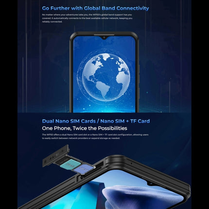 Teléfono robusto Oukitel WP50 5G, 4 GB + 256 GB, 6,6 pulgadas, Android 14.0, MediaTek Dimensity 6100+, ocho núcleos, 3,0 GHz, NFC, OTG, red: 5G