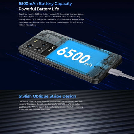 Teléfono robusto Oukitel WP50 5G, 4 GB + 256 GB, 6,6 pulgadas, Android 14.0, MediaTek Dimensity 6100+, ocho núcleos, 3,0 GHz, NFC, OTG, red: 5G