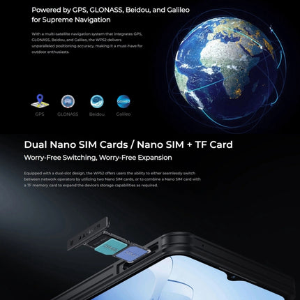 Teléfono robusto Oukitel WP52 5G, 4 GB + 256 GB, 6,6 pulgadas, Android 14.0, MediaTek Dimensity 6100+, ocho núcleos, 3,0 GHz, NFC, OTG, red: 5G, WP52