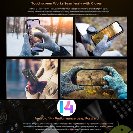 Teléfono robusto Oukitel WP28 S IP68/IP69K, 4 GB + 128 GB, huella dactilar, 6,52 pulgadas Unisoc T606 Octa-core, NFC, OTG, red: 4G, WP28 S