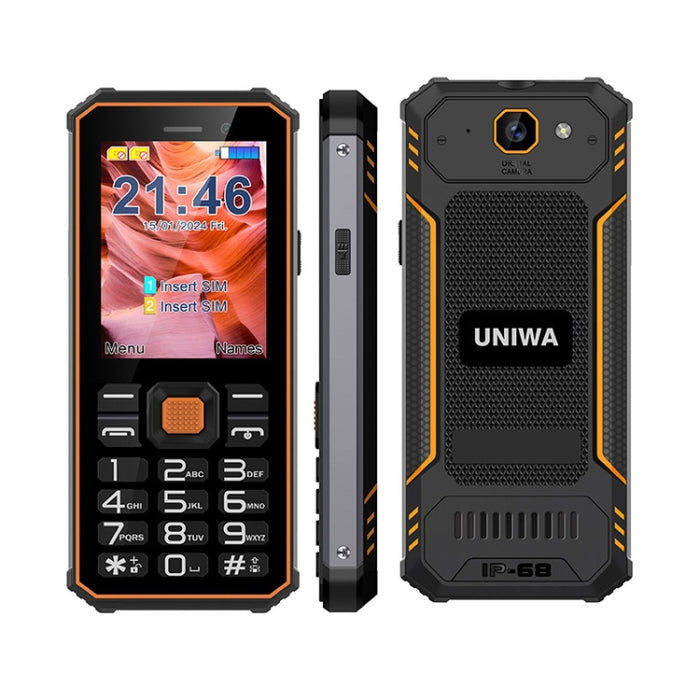 UNIWA S2 IP68 Rugged Keypad Phone, 2.4 inch Mediatek MT6261, 2500mAh Battery, 21 Keys, Network: 2G