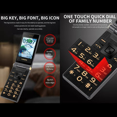 2.8 inch + 2.4 inch, 5900mAh Battery, Support FM, SOS, GSM, Family Number, Big Keys, Dual SIM