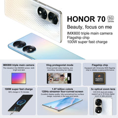 Triple Back Cameras, Screen Fingerprint Identification, 6.78 inch Magic UI 6.1 Dimensity 8000 Octa Core up to 2.75GHz, Network: 5G, OTG, NFC, Not Support Google Play, Honor 70 Pro 5G 12GB+256GB, Honor 70 Pro 12GB+256GB