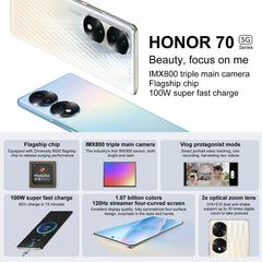 Triple Back Cameras, Screen Fingerprint Identification, 6.78 inch Magic UI 6.1 Dimensity 9000 Octa Core up to 3.05GHz, Network: 5G, OTG, NFC, Not Support Google Play, Honor 70 Pro+ 5G 12GB+256GB