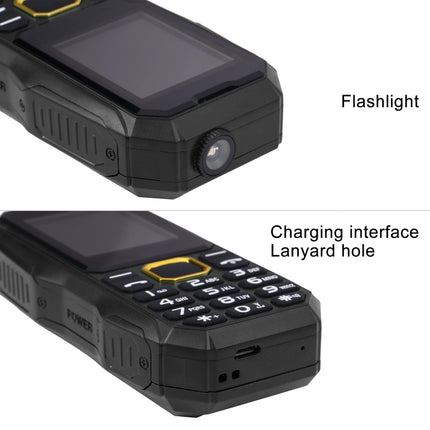 Wasserdicht, stoßfest, staubdicht, 5800 mAh Akku, 1,8 Zoll, 21 Tasten, LED-Taschenlampe, Dual-SIM