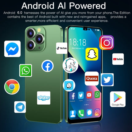 Identificación facial, Android 6.0 Spreadtrum 7731G Quad Core, Red: 3G, Dual SIM, i14 Pro Max N85 1GB+16GB