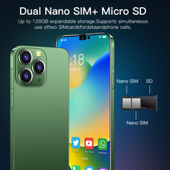 Face Identification, Android 10 MTK6737 Quad Core, Network: 4G, i14 Pro Max N86 2GB+16GB