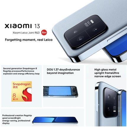 Cámaras traseras triples, identificación de huellas dactilares en pantalla de 6,36 pulgadas MIUI 14 Qualcomm Snapdragon 8 Gen 2 Octa Core hasta 3,2 GHz, red: 5G, NFC, función de carga inalámbrica, Xiaomi 13 12 GB + 256 GB