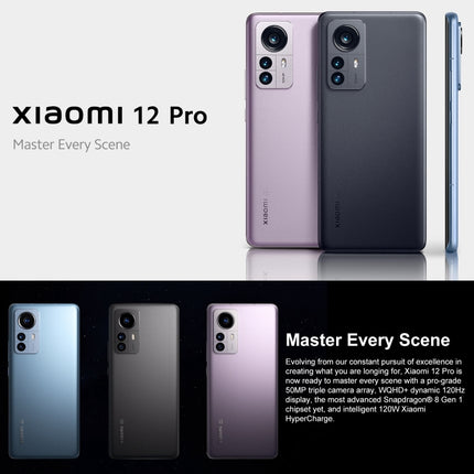 Cámaras traseras triples, Face ID e identificación de huellas dactilares en pantalla, batería de 4600 mAh, 6,73 pulgadas MIUI 13 / Android 12 Snapdragon 8 Gen 1 Octa Core hasta 3,0 GHz, red: 5G, NFC, Xiaomi 12 Pro Global EU Version