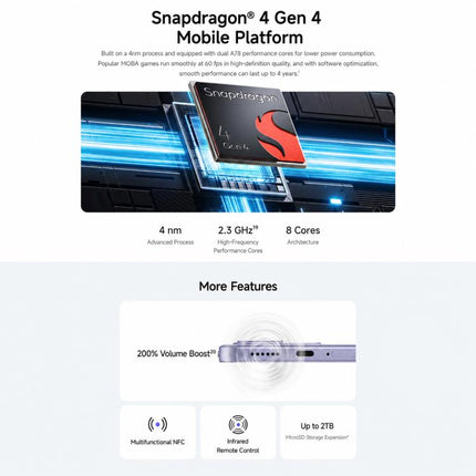 Xiaomi REDMI Note 17 5G, 8GB+256GB, 7 inch Xiaomi HyperOS 3 Snapdragon 4 Gen 4 Octa Core, NFC, Network: 5G, 8GB+256GB