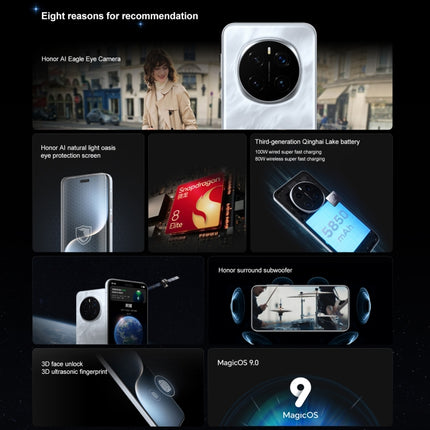 Honor Magic7 Pro, 16GB+512GB, Screen Fingerprint, 6.8 inch MagicOS 9.0 / Android 15 Snapdragon 8 Elite 3nm Octa Core, Network: 5G, NFC, OTG, Not Support Google Play, 16GB+512GB