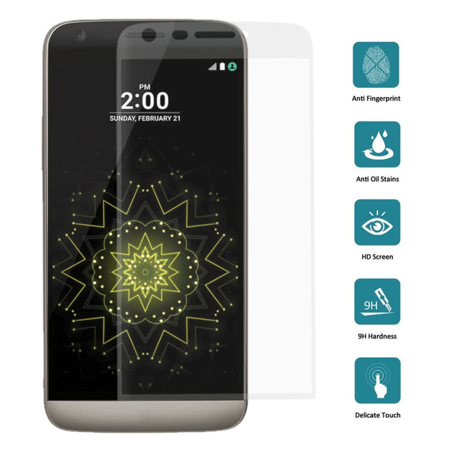 For LG G5 0.26mm 9H Surface Hardness 3D Curved Explosion-proof Colorized Silk-screen Tempered Glass Full Screen Film