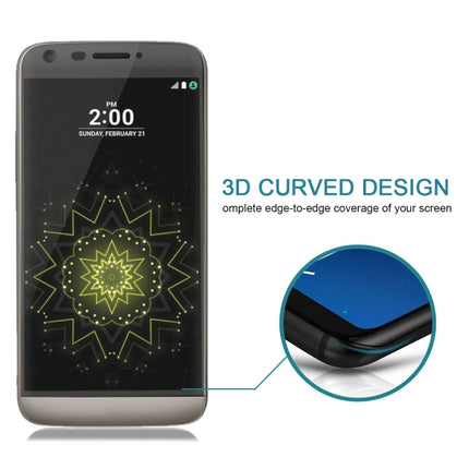 For LG G5 0.26mm 9H Surface Hardness 3D Curved Explosion-proof Colorized Silk-screen Tempered Glass Full Screen Film