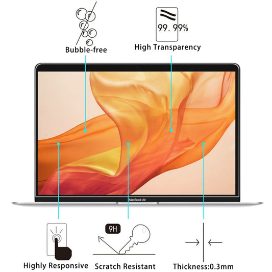 Película de vidrio templado a prueba de explosiones con dureza superficial 9H de 0,26 mm para MacBook Air 13.3 (2018), para MacBook Air 13.3 (2018)