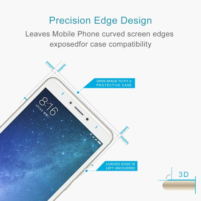 100 PCS for  Xiaomi Mi Max 2 0.3mm 9H Surface Hardness 2.5D Explosion-proof Non-full Screen Tempered Glass Screen Film