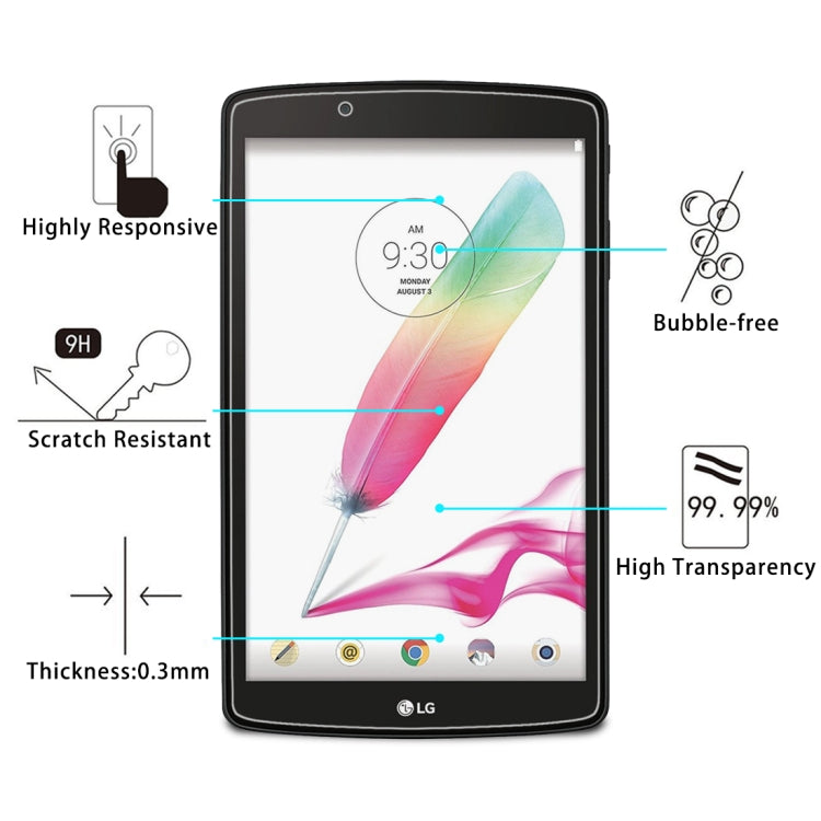 75 PCS 0.3mm 9H Full Screen Tempered Glass Film for LG G PAD F 8.0 / V495