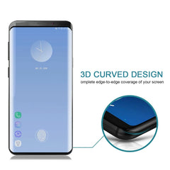 Película de vidrio templado de pantalla completa 3D 9H de 0,3 mm para Galaxy S10+, compatible con desbloqueo de pantalla con huella dactilar