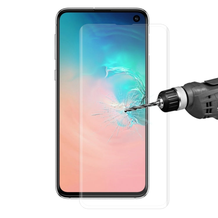 Edge Glue 3D-Vollbildfolie aus gehärtetem Glas mit gebogenen Kanten für Galaxy S10, Entsperren per Fingerabdruck wird nicht unterstützt, für Galaxy S10 (25 Stück)