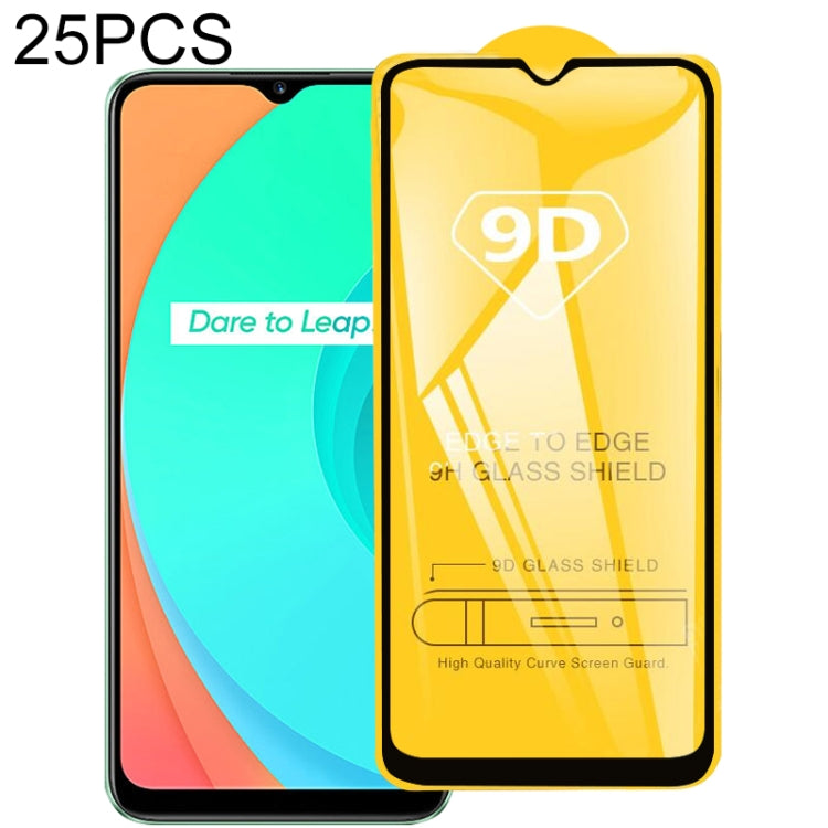 For Realme C11 / vivo Y56 25 PCS  9D Full Glue Full Screen Tempered Glass Film