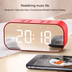 Minialtavoz AEC BT501 con Bluetooth 5.0, LED, despertador, reloj y espejo, compatible con tarjeta TF de 32 GB, BT501