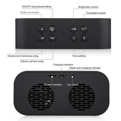 Minialtavoz AEC BT501 con Bluetooth 5.0, LED, despertador, reloj y espejo, compatible con tarjeta TF de 32 GB, BT501