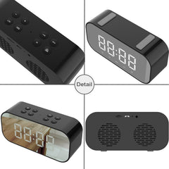 Minialtavoz AEC BT501 con Bluetooth 5.0, LED, despertador, reloj y espejo, compatible con tarjeta TF de 32 GB, BT501