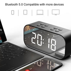 Minialtavoz AEC BT501 con Bluetooth 5.0, LED, despertador, reloj y espejo, compatible con tarjeta TF de 32 GB, BT501