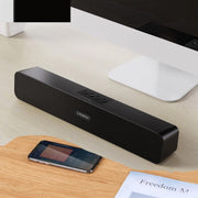 LEERFEI E91 Radio multimedia con doble altavoz y forma de barra larga de 10 W, compatible con tarjeta TF, disco U y entrada auxiliar de 3,5 mm, compatible con tarjeta TF, disco U y entrada auxiliar de 3,5 mm
