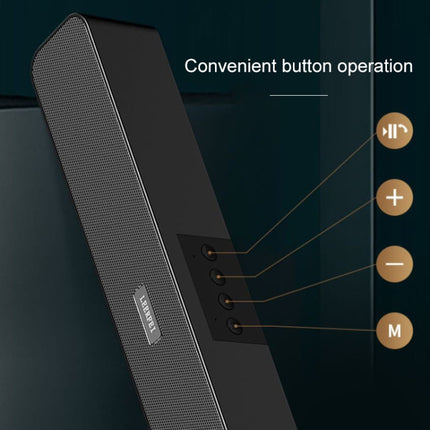 LEERFEI E91 Radio multimedia con doble altavoz y forma de barra larga de 10 W, compatible con tarjeta TF, disco U y entrada auxiliar de 3,5 mm, compatible con tarjeta TF, disco U y entrada auxiliar de 3,5 mm