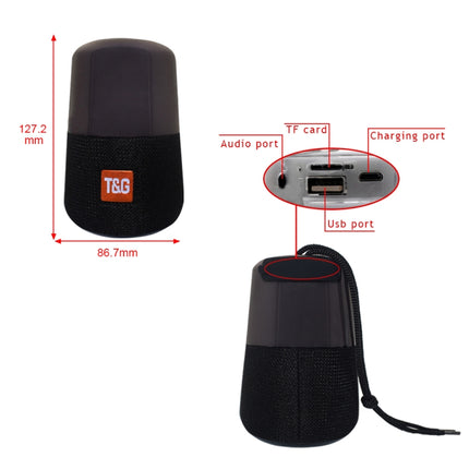 T&amp;G TG168 Tragbarer kabelloser Bluetooth V5.0-Stereolautsprecher mit Griff, eingebautem Mikrofon, unterstützt blinkendes LED-Licht &amp; TF-Karte &amp; U-Disk &amp; AUX IN &amp; FM, TG168