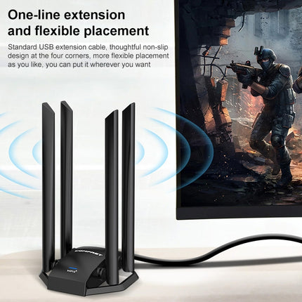 COMFAST CF-966AX Free-drive Dual Band 1800Mbps USB3.0 High Power Wireless WiFi 6 Adapter, CF-966AX