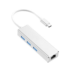 USB-C / Type-C to Gigabit Ethernet RJ45 & 3 x USB 3.0 Adapter Converter HUB, Computer External Tablet Phone Universal, Gigabit Ethernet